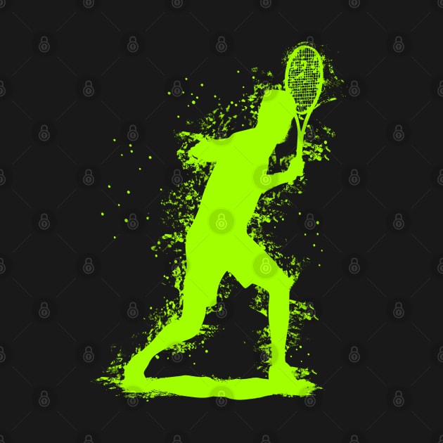 Abstract Watercolor style Tennis Art - Bright Green by DesignWood-Sport
