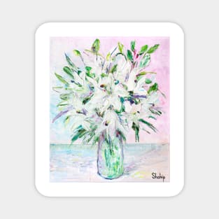 Bouquet Of White Lilies Magnet