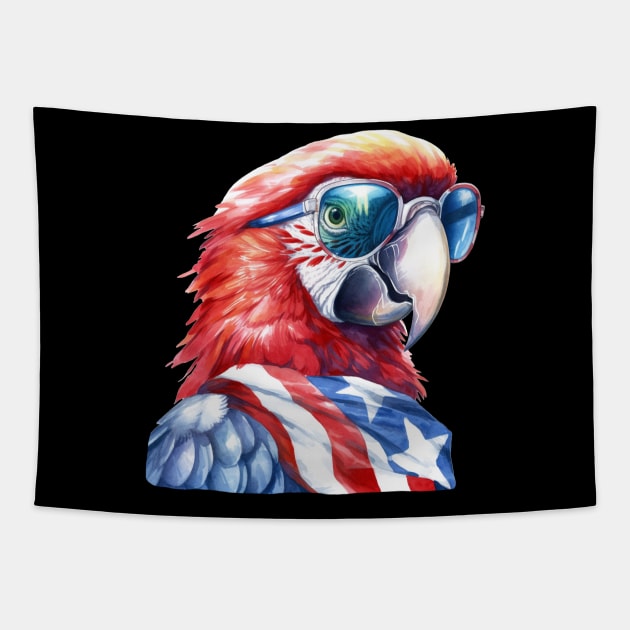 American Patriotic Parrot | 4th of July | Independence Day | Memorial Day Tapestry by Vanglorious Joy