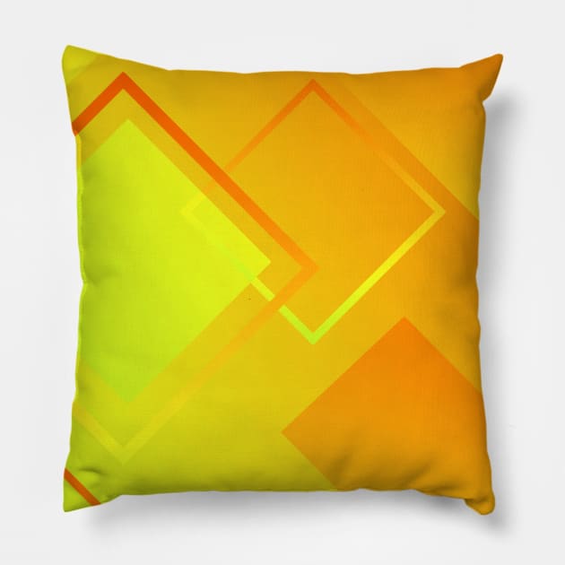 Geometric Orange And Yellow Diamond Art Deco Pattern Design Pillow by Pattern Plans