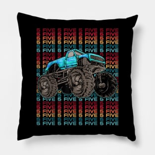 5 Years Old Monster Truck 5th Birthday Truck Party Pillow