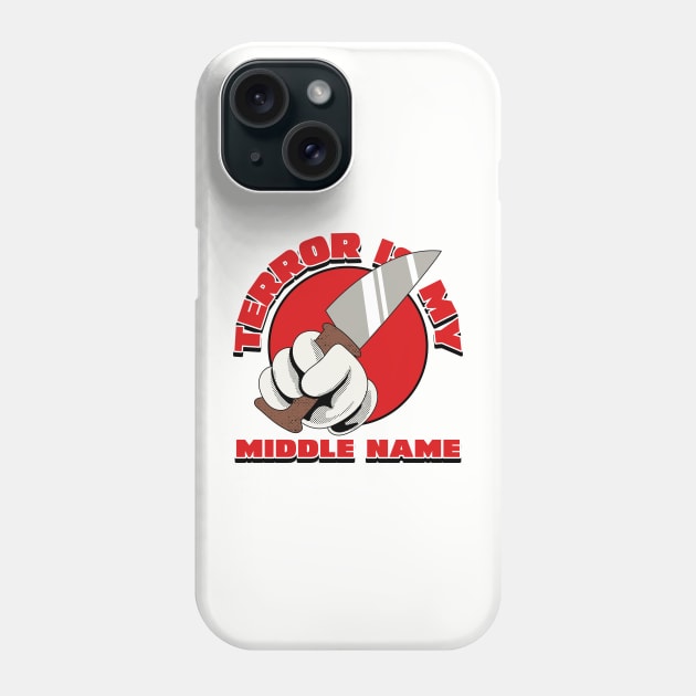 Terror is My Middle Name Knife Design Phone Case by Horror Threads