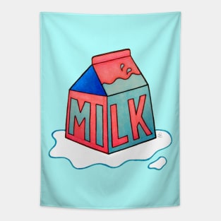 Cartoon Milk - Pink and Blue Cute, Little Milk Carton Tapestry