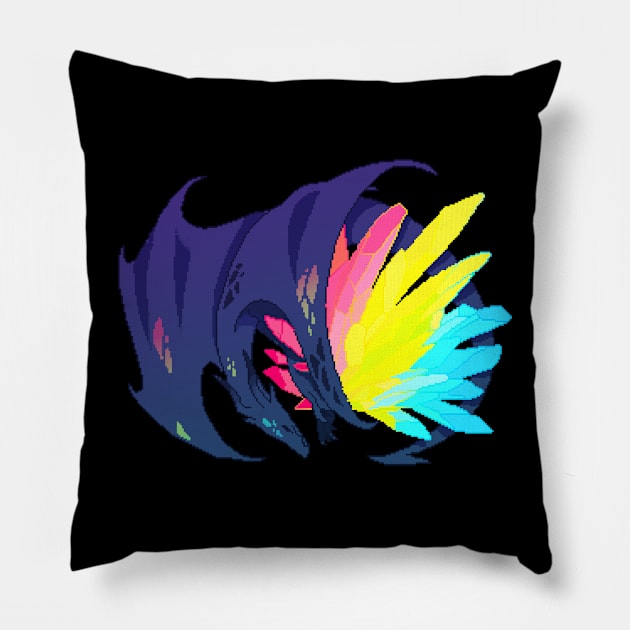 Pansexual Pride Flag Crystal Dragon Pillow by Oceanic Scribbles