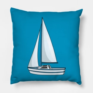 Sailboat cartoon illustration Pillow