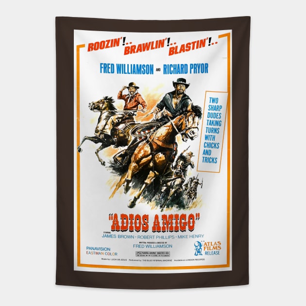 Vintage Western Movie Poster - Adios Amigo Tapestry by Starbase79