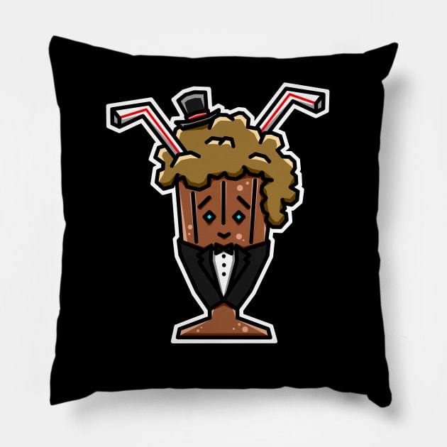 Cute Root Beer Float with Chocolate Milkshake Vibes in a Tuxedo - Root Beer Pillow by Bleeding Red Paint