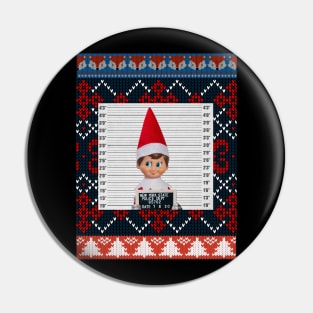 Elf Mug Shot Ugly Christmas Sweater Pin