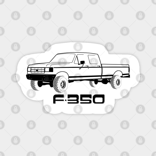 1987-1991 Ford F350 Crew Cab, Black Print Magnet by The OBS Apparel