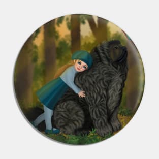 Friendship of a girl and Newfoundland dog Pin