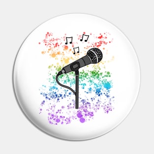 Microphone Singer Rainbow Colours Singing Teacher Vocalist Musician Pin