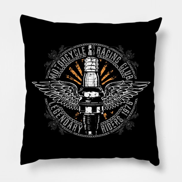 Motorcycle racing club Pillow by vanpaul54