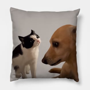 Cat and dog couple relationships memes viral video Pillow