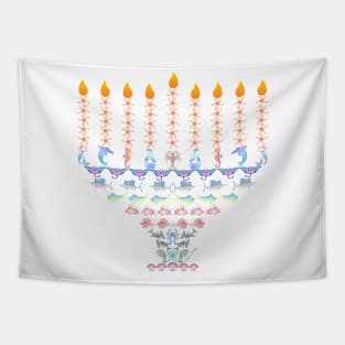 Marine Creatures Menorah Tapestry