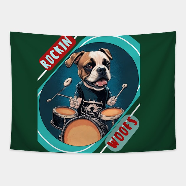 Rockin' Dog: "Rockin' Woofs" Tapestry by LionCreativeFashionHubMx