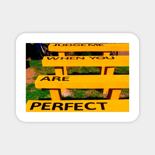 Judge me when you are perfect on yellow bench Magnet by kall3bu