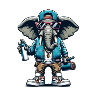 Urban Cool Elephant Graffiti Art T-Shirt