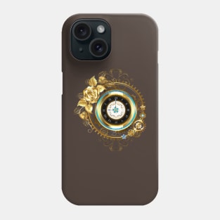 Steampunk Gold Clock with Gold Rose Phone Case