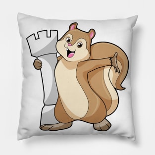 Squirrel at Chess with Chess piece King Pillow