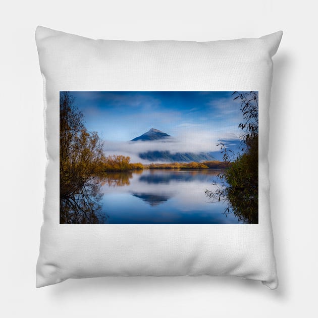 Glenorchy Lagoon Walk: A Mountain Vista Pillow by Rexel99