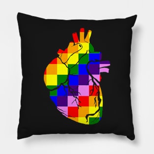 Rainbow Heart Chess Board Pillow