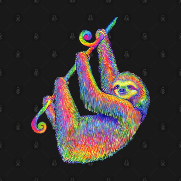 Hanging Around Psychedelic Sloth by rebeccawangart