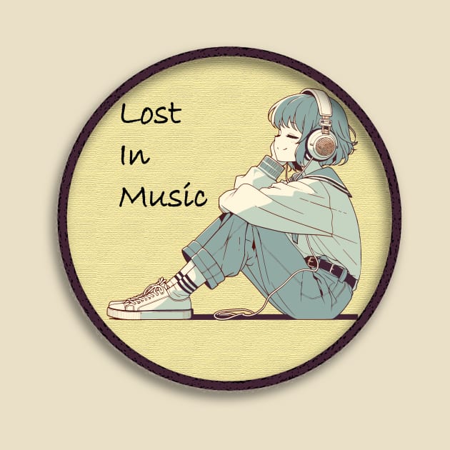 Melodic Solitude - Anime Girl Lost in Music Design by Ceiko