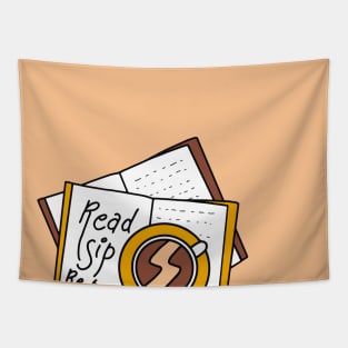 Read Sip Repeat - Bookish Tea & Coffee Lover Tapestry