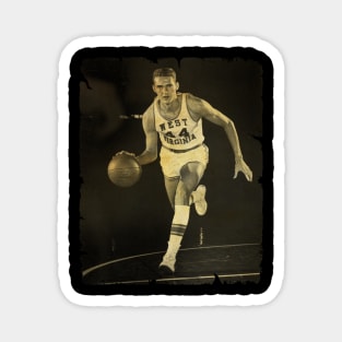 Jerry West - Vintage Design Of Basketball Magnet