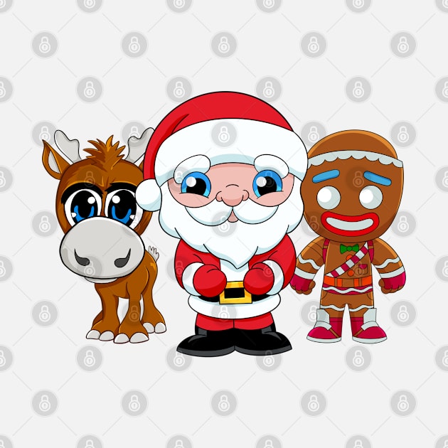 Christmas face mask, cute Santa Clause , Cartoon Gingerbread man, baby DeerChristmas cartoon characters, Cartoon Santa Clause, by PrimeStore