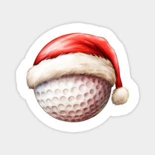 Christmas Golf Ball in Santa Hat Magnet