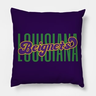 Louisiana Beignets Mardi Gras Pillow