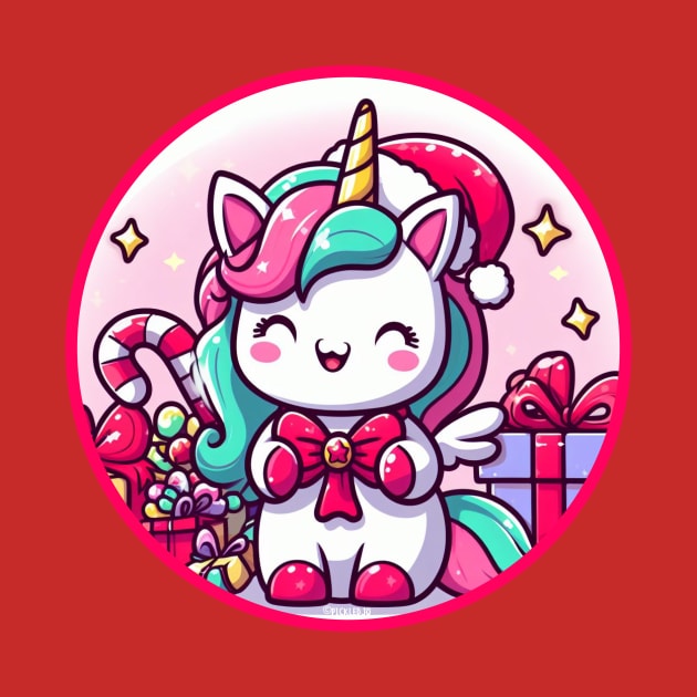 Christmas Unicorn with Bow by Pickledjo