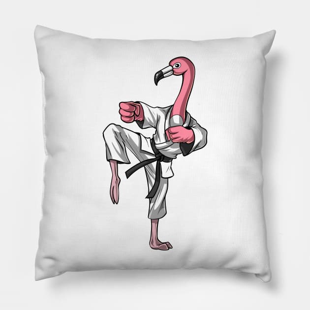 Flamingo Bird Karate Pillow by underheaven