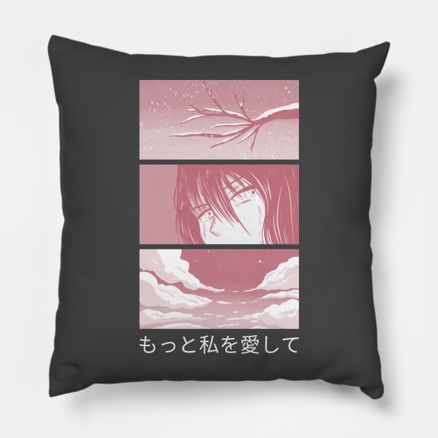 Minimalistic Manga Panel Design in Pink Colors Pillow by M4V4-Designs