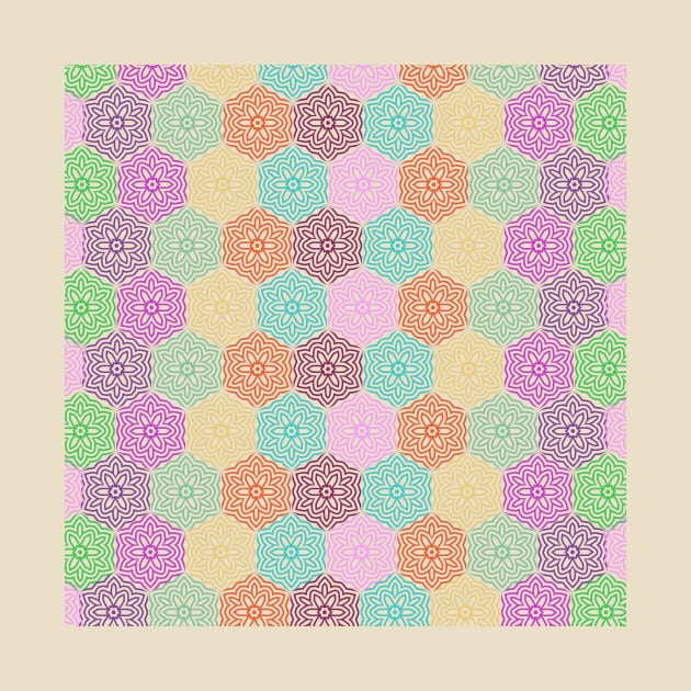 colorful hexagon mosaic pattern by oknoki