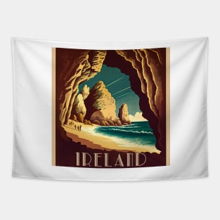 Ireland Coastline Cave Vintage Travel Art Poster Tapestry