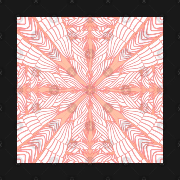 Peachy Pink Ripples Mandala - Intricate Digital Illustration - Colorful Vibrant and Eye-catching Design for printing on t-shirts, wall art, pillows, phone cases, mugs, tote bags, notebooks and more by cherdoodles