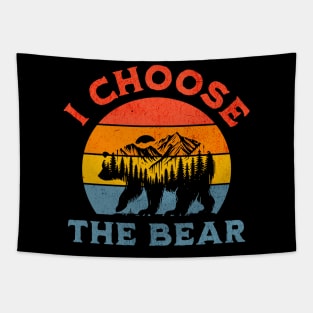 I Choose the Bear - Retro Sunset Wilderness Tapestry