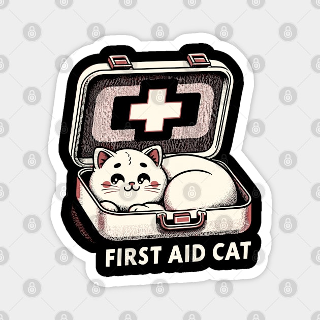 First Aid Cat Pun Nurse Doctor Healthcare Novelty Funny Cat Magnet by KsuAnn