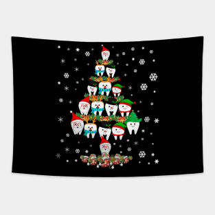 Teeth Christmas Tree Funny Dental Gift For Men Women Kids Tapestry