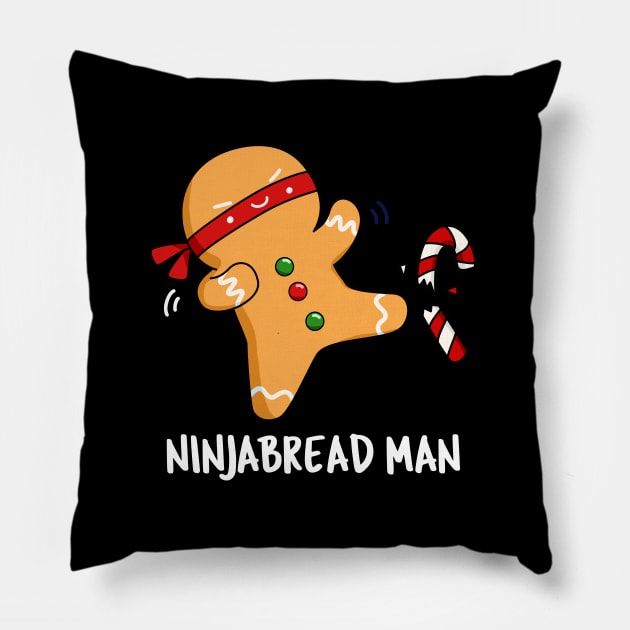 Ninjabread Man Cute Gingerbread Pun Pillow by punnybone