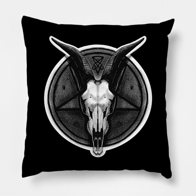 Baphomet skull Pillow by Matthenegar