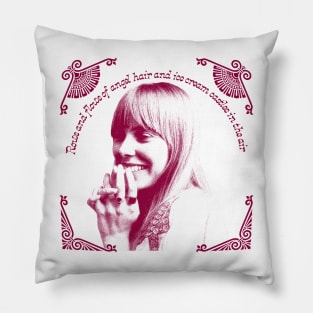 Joni Mitchell / Retro 1970s Style Fan Art Design Pillow