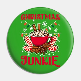 Christmas Junkie Hot Cocoa Candy Canes Pin