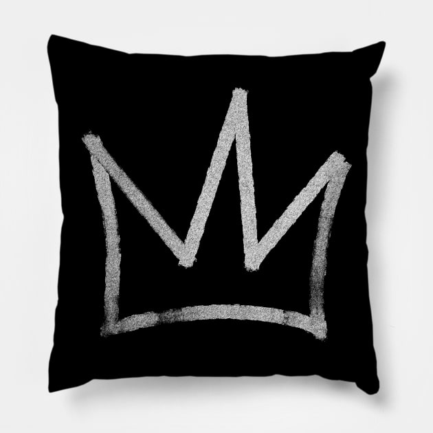 WHITE ART - Basquiat - King Crown Basquiat Pillow by TattoVINTAGE