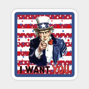 Uncle Sam I Want You With Stars and Stripes Background Magnet