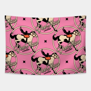 Yee Haw Black Cat Pattern in pink Tapestry