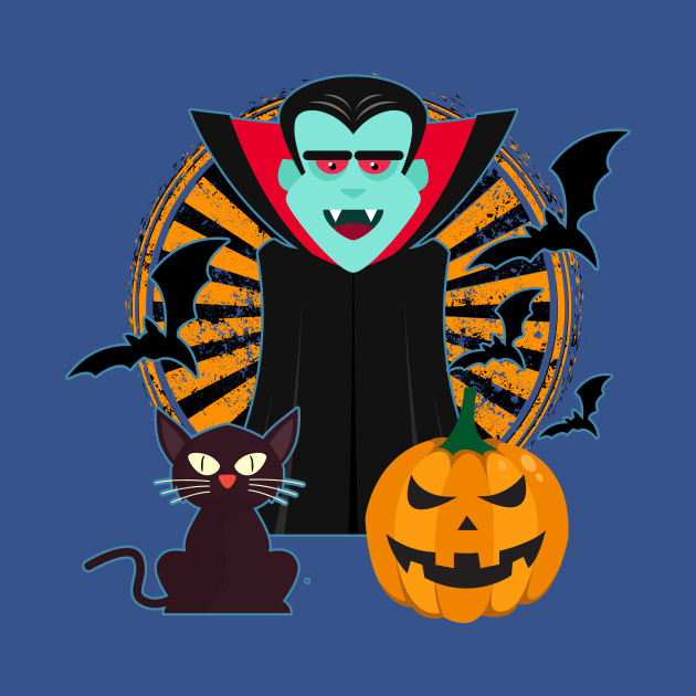 Discover Halloween Vampire Cat Pumpkin Bats - Halloween - T-Shirt