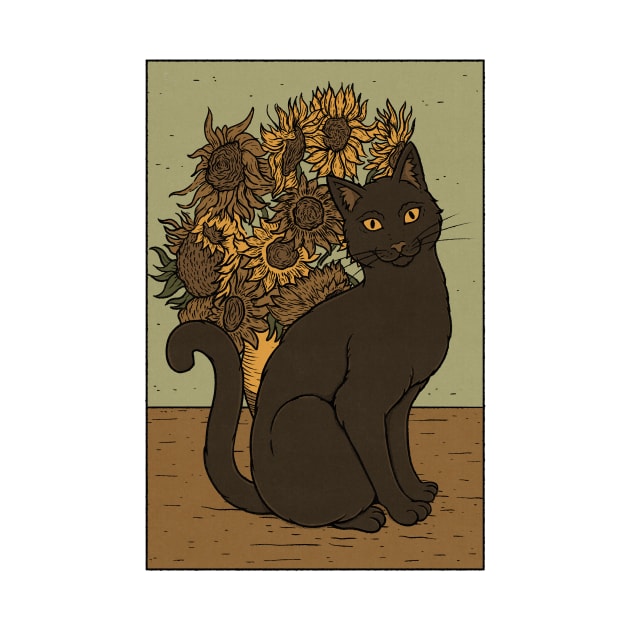 Cat and Sunflowers by thiagocorrea